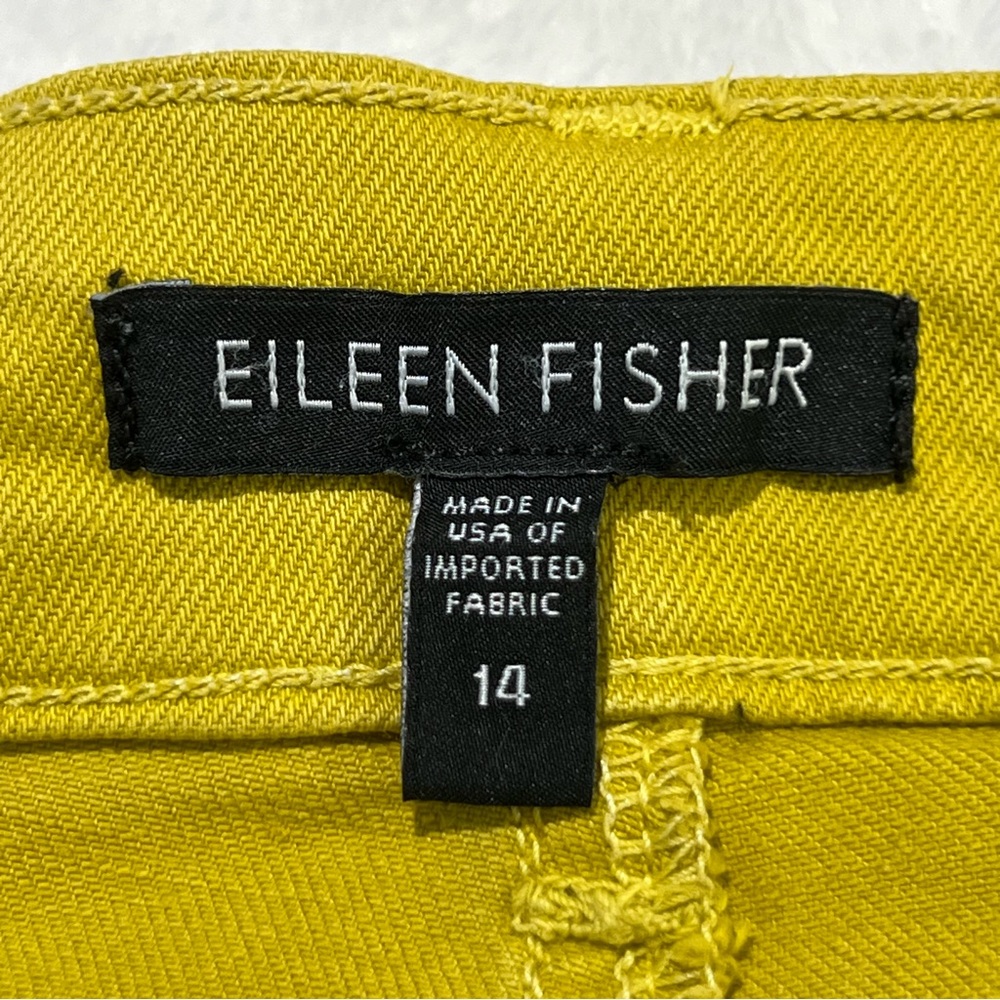Eileen Fisher Jeans Slim Fit Organic Cotton Mustard Yellow Denim 14 - Picture 4 of 16
